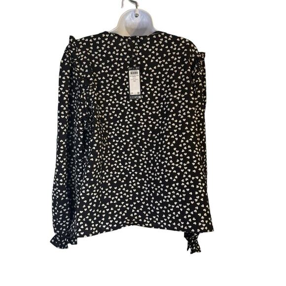 Vero Moda Curve VMCKARIN Vera LS Shirt Black White Heart Print Blouse Size 14NWT - Picture 5 of 10